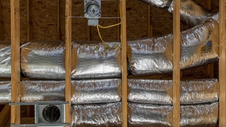 Exposed air ducts during duct sealing.