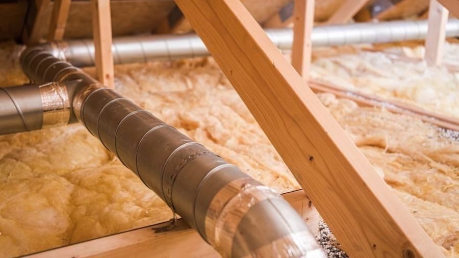 Attic insulation and air duct.