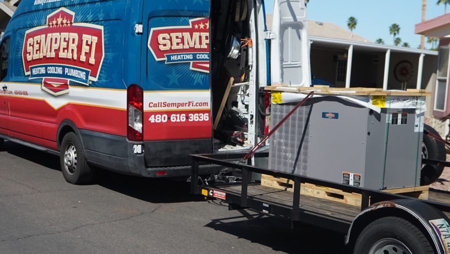 Semper Fi furnace attached to truck.