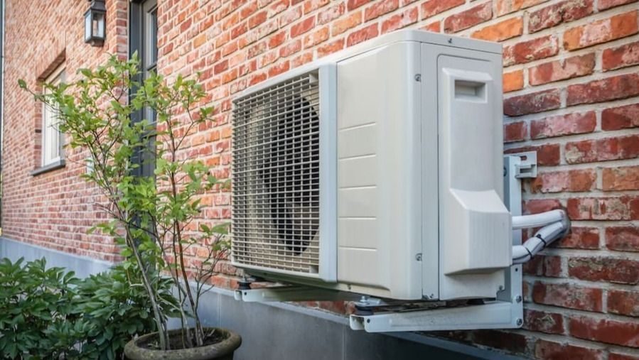 Heat pump outside a home